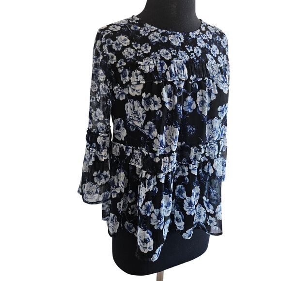 Lucky brand floral blouse peplum sz S - Picture 2 of 8